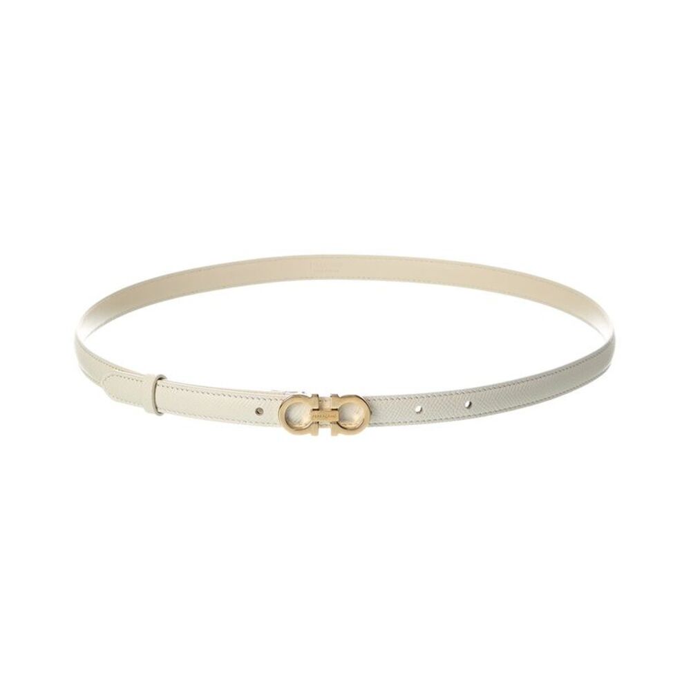 Ferragamo Gancini Leather Belt, White